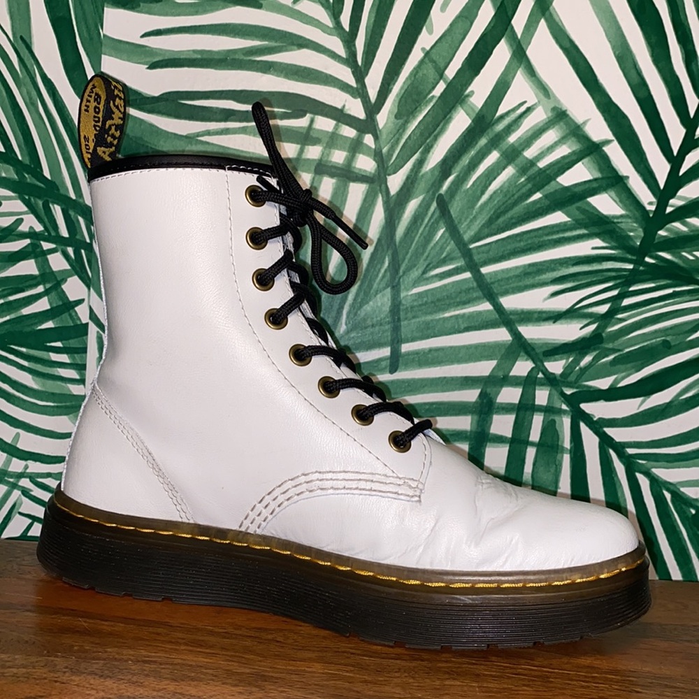 Dr. Martens Zavala White Leather Combat Boots Women’s US 7 - Picture 7 of 11